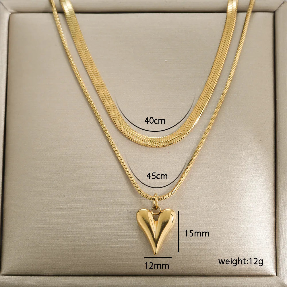 304 Stainless Steel Double Layer Necklaces
