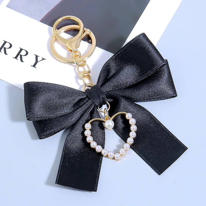 Silk Heart Bow Keychain