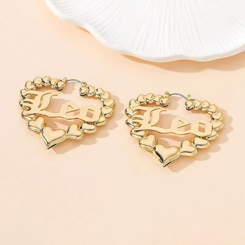 Zodiac Gold Bamboo Style Hoops
