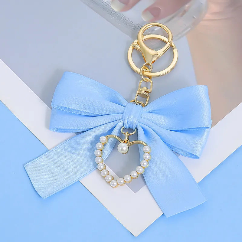 Silk Heart Bow Keychain