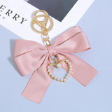 Silk Heart Bow Keychain