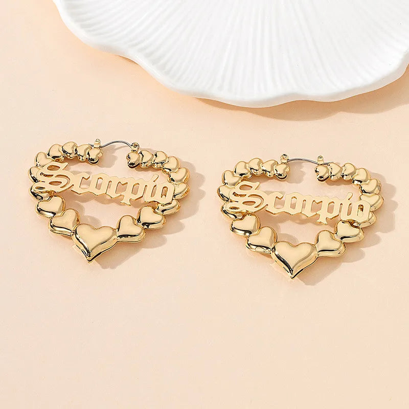 Zodiac Gold Bamboo Style Hoops