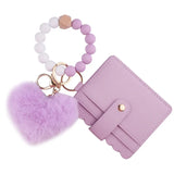 Beaded Heart Keychain Flat Wallet