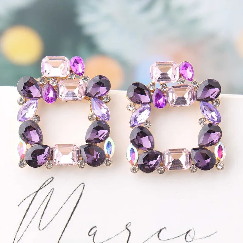 Bohemian Square Gem Earrings