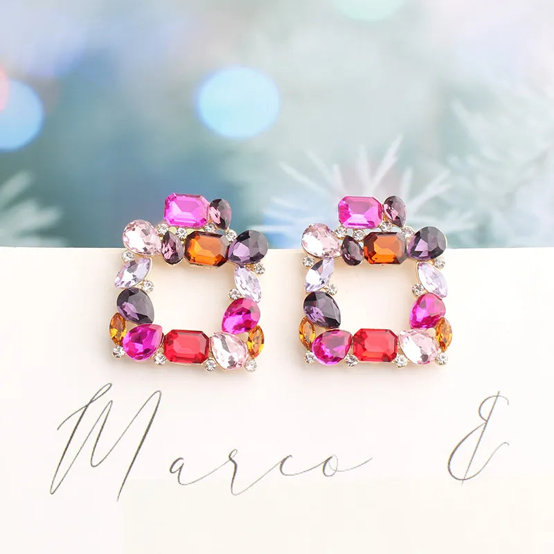 Bohemian Square Gem Earrings
