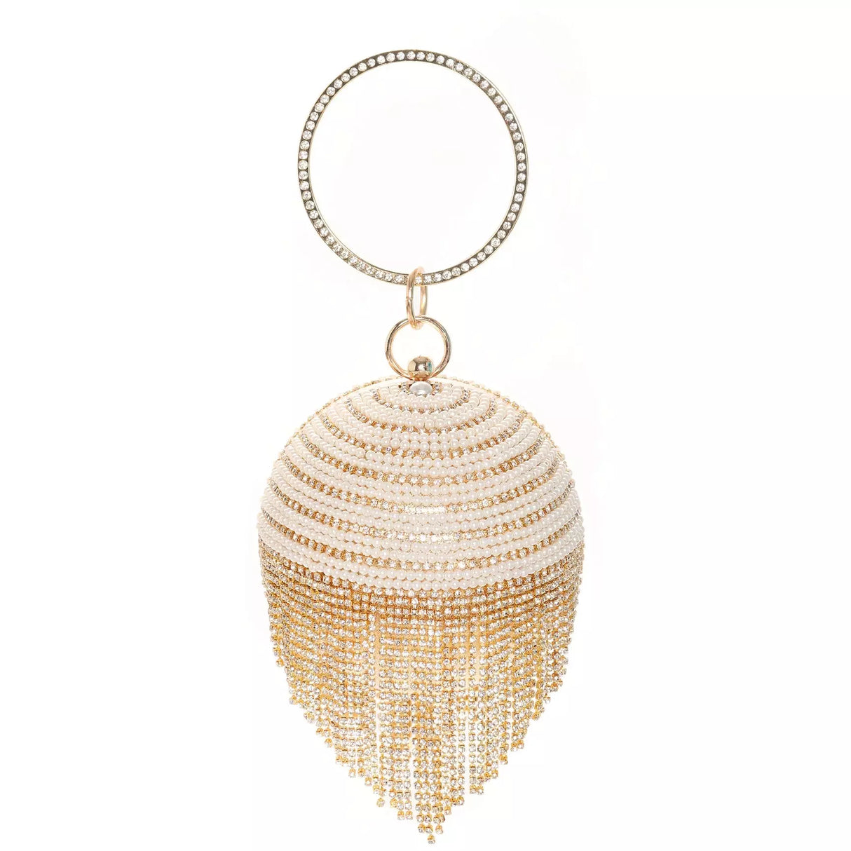 Faux Pearl Evening Fringe Bag