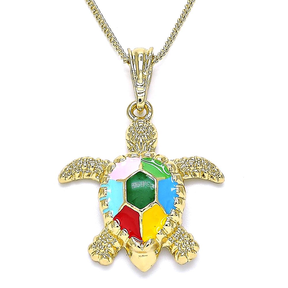 Caribbean Turtle Gold Plated Necklace