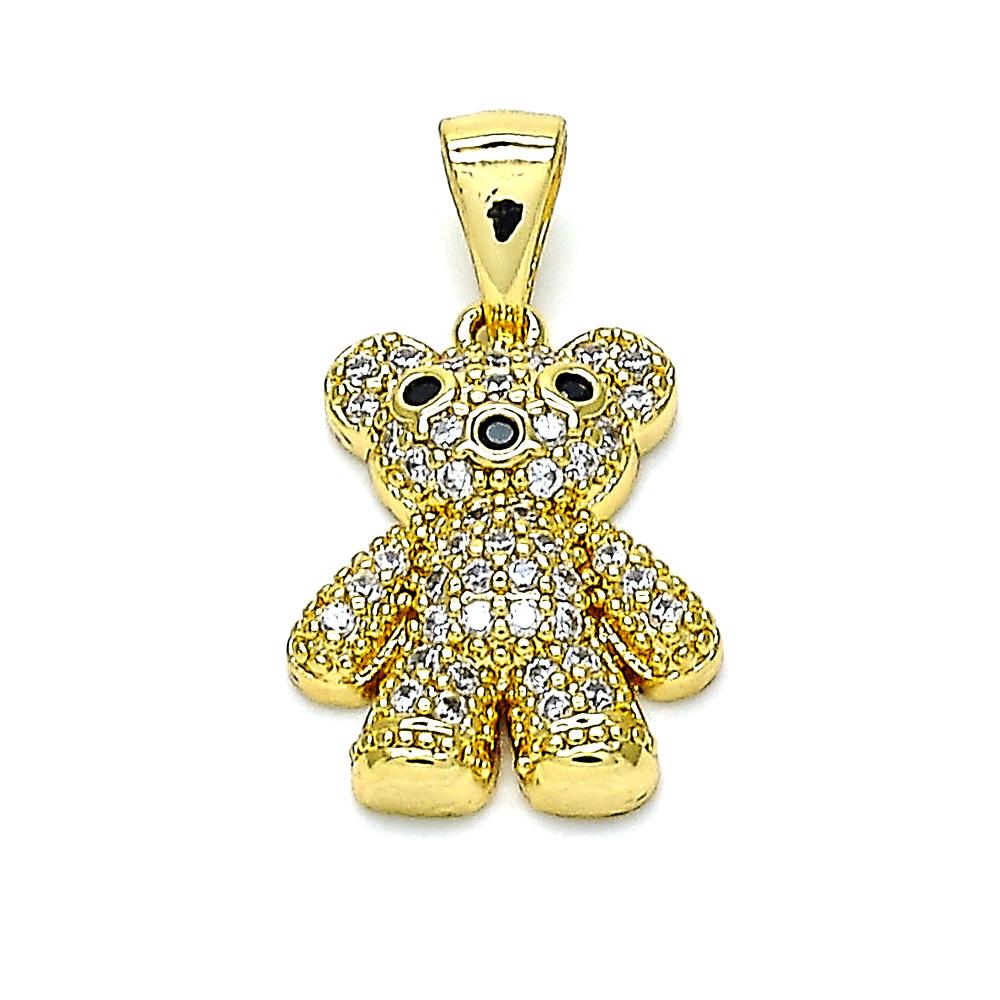 Gold Plated Diamond Teddy Bear Pendant