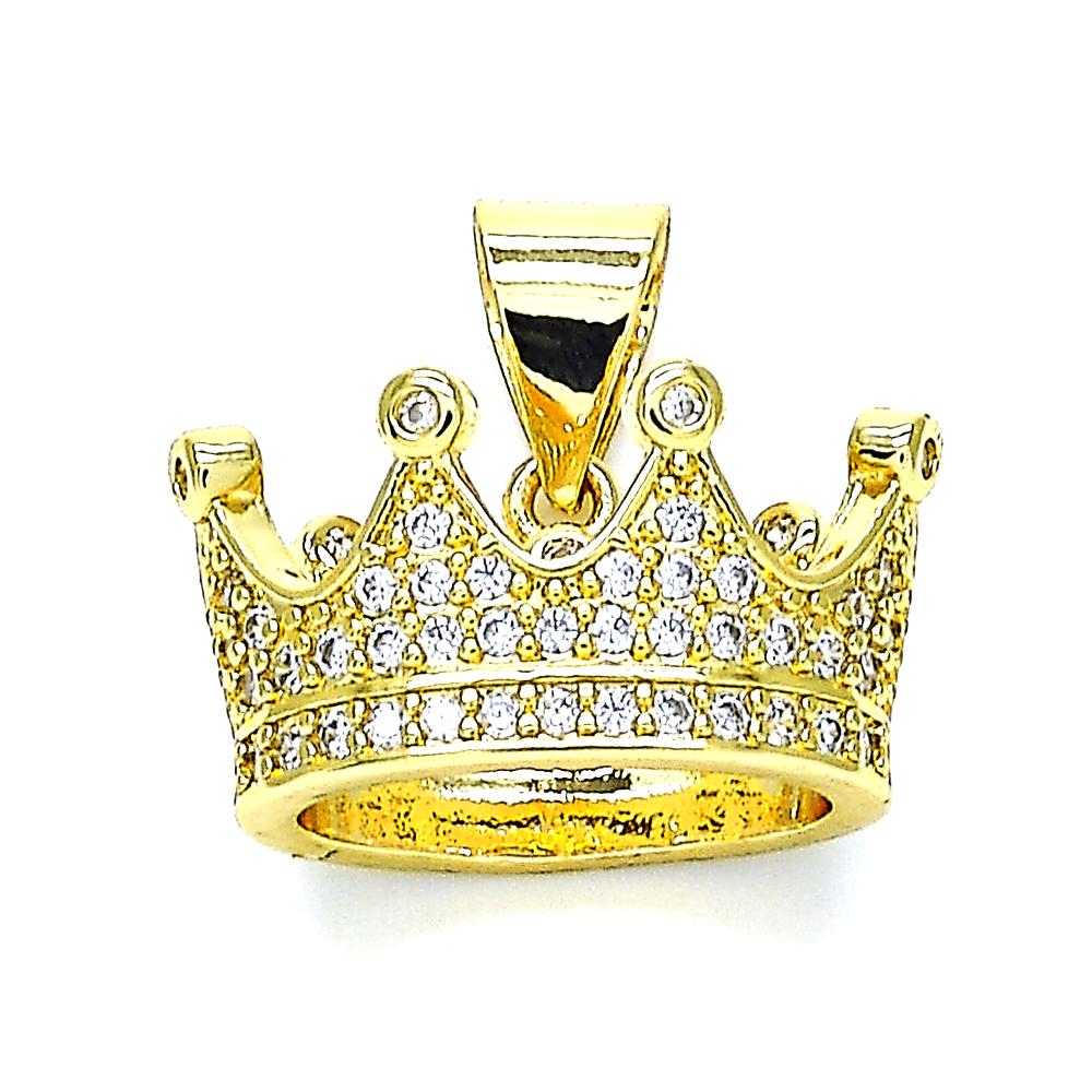 Gold Plated Diamond Crown Pendant