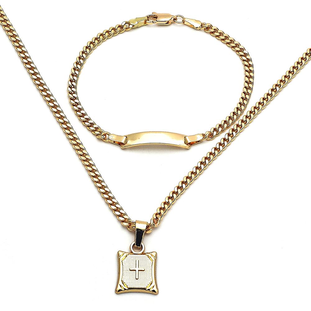 Cross Shield Gold Plated Necklace Set