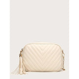 Tassel Decor Chevron Crossbody Bag