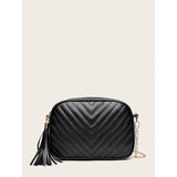 Tassel Decor Chevron Crossbody Bag