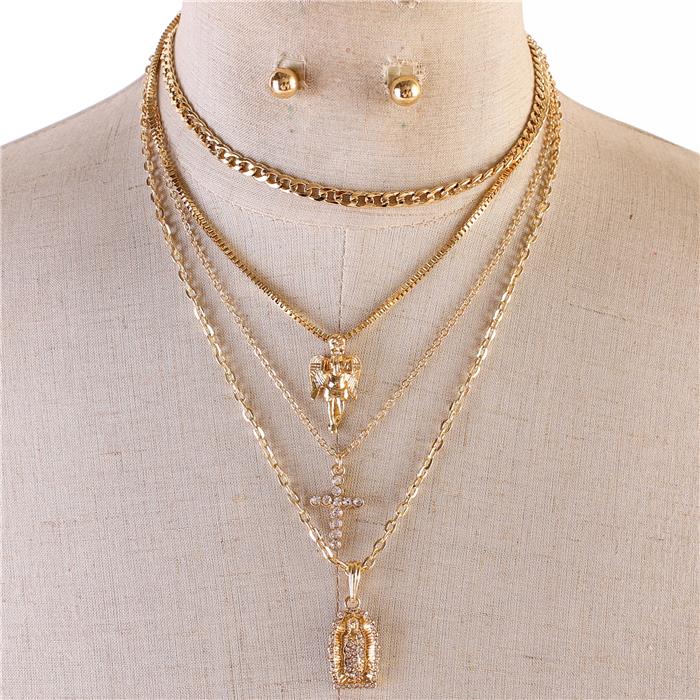 Angel Layered Necklace Set