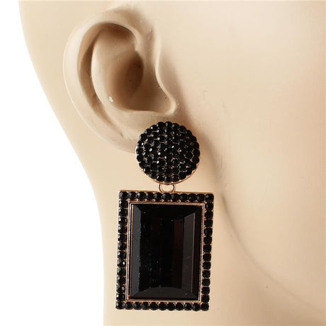 Metal Crystal Rectangle Earring