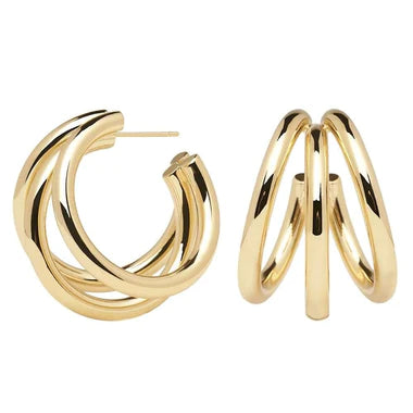 Large Metal Triple Hoop Earring