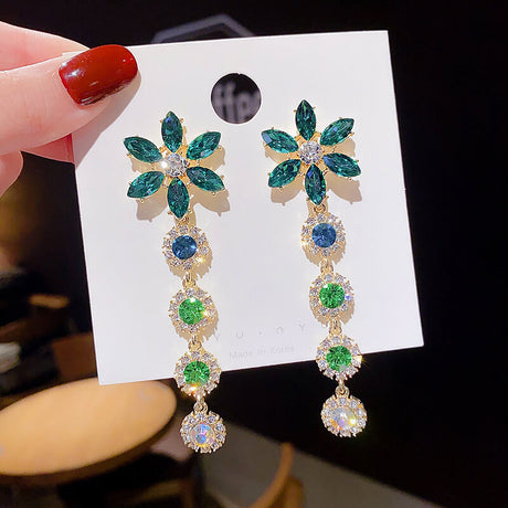 Emerald Flower Drop Earrings