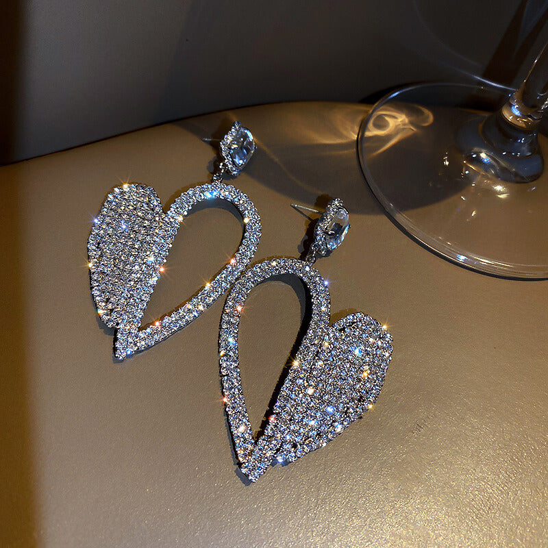 Temper Heart Rhinestone Earrings
