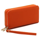 Fashion Saffiano Double Zip Around Wallet Wristlet