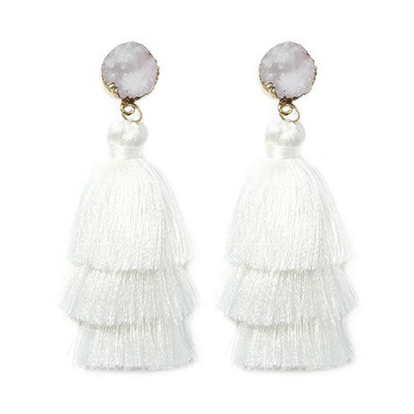 Stone Tassel Earrings