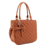 Bow Accent Quilted Medium 2-Way Satchel