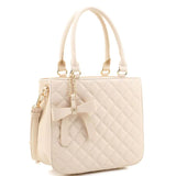 Bow Accent Quilted Medium 2-Way Satchel