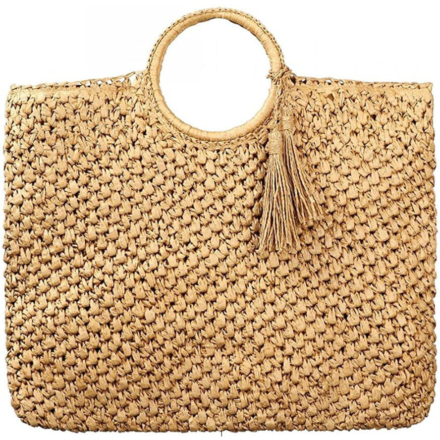 Straw Round Handle Bag