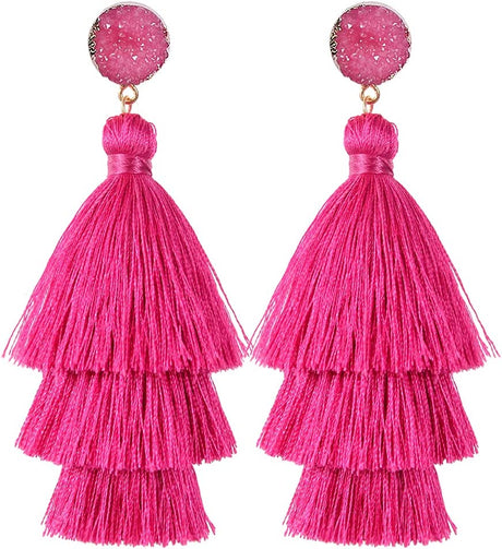 Stone Tassel Earrings