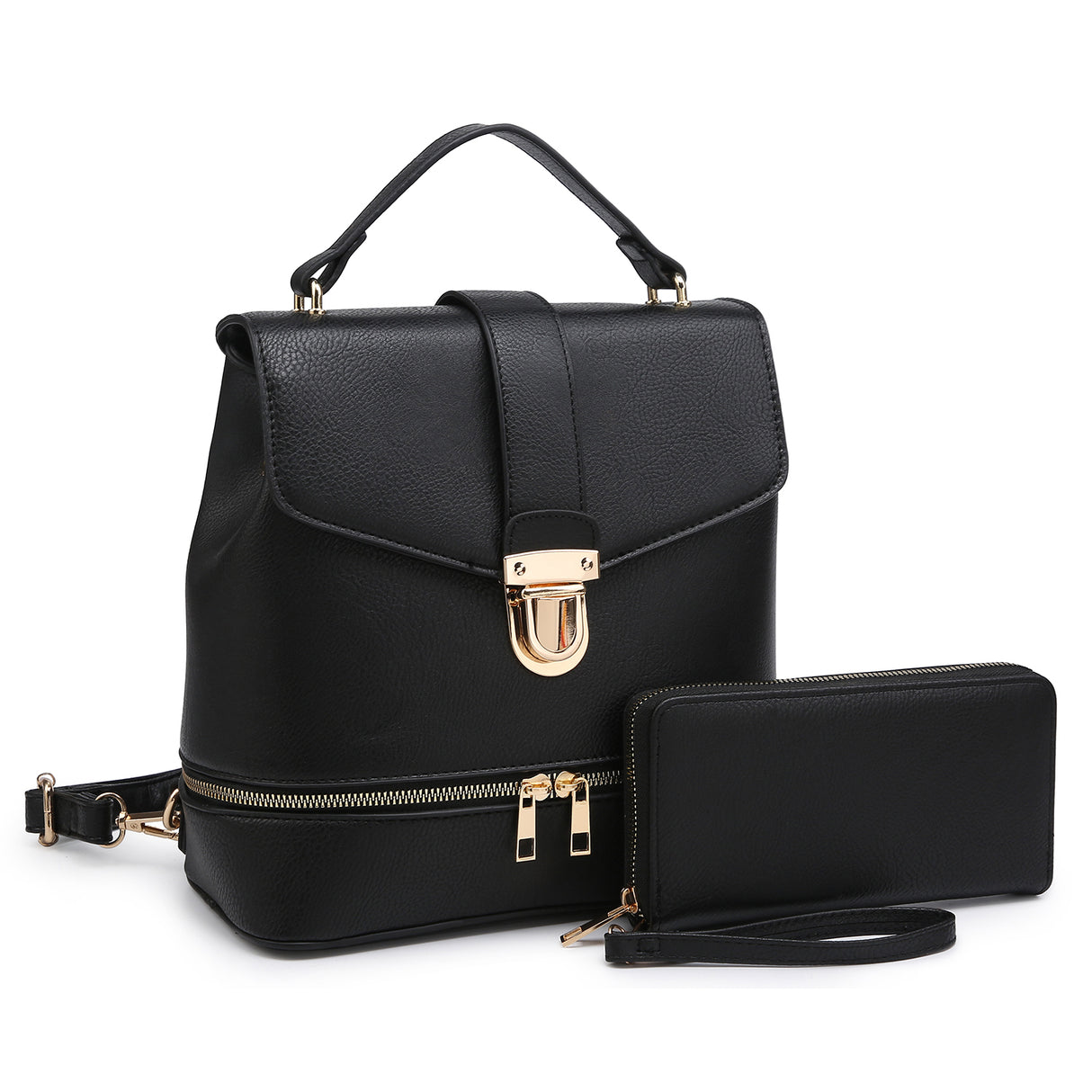 Push Lock Flap 2-in-1 Convertible Backpack