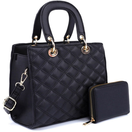 Quilted Satchel with Wallet
