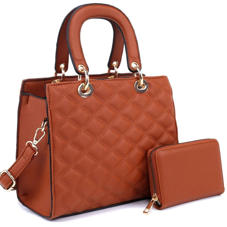Quilted Satchel with Wallet