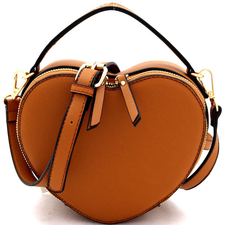Heart Saffiano Crossbody Bag