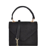 Faux Suede Top Handle Envelope Satchel