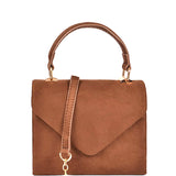 Faux Suede Top Handle Envelope Satchel