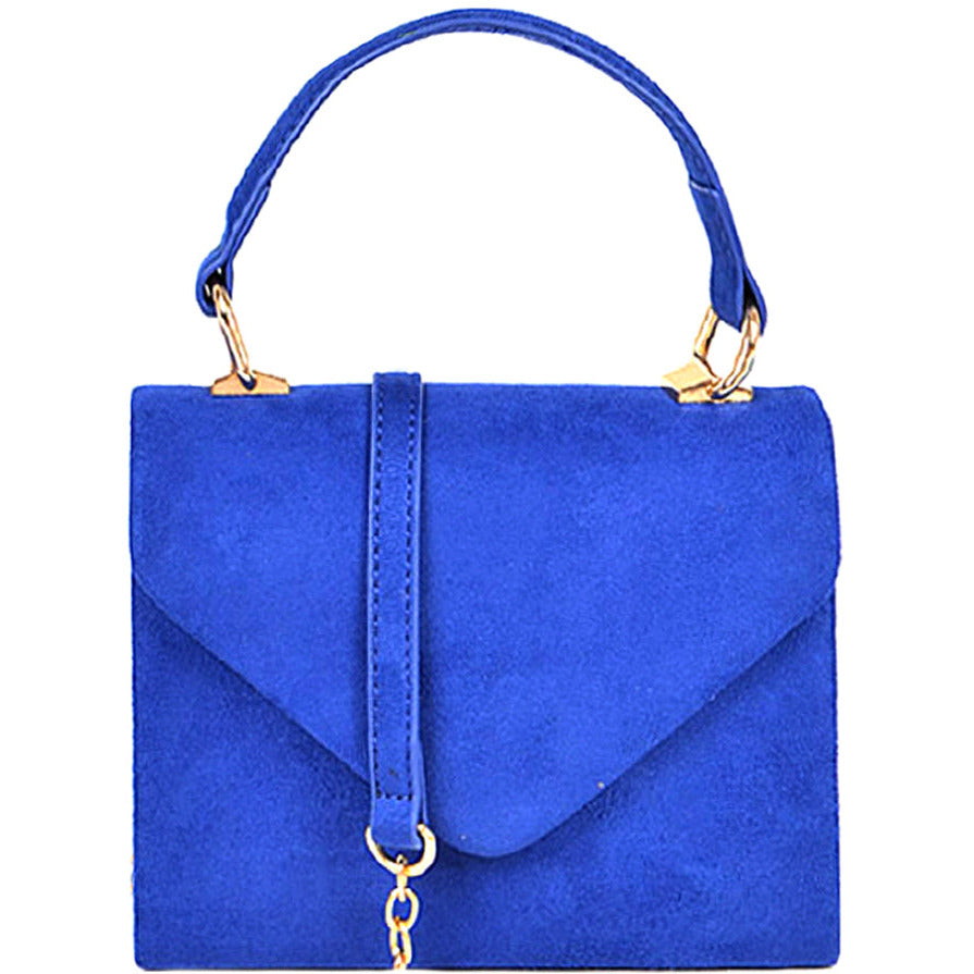 Faux Suede Top Handle Envelope Satchel