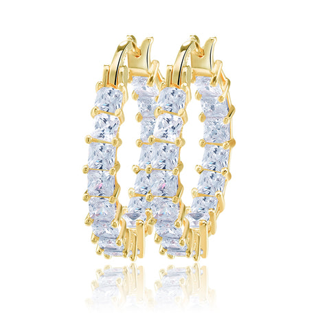 Gold Plated Cubic Zirconia Hoop Earrings