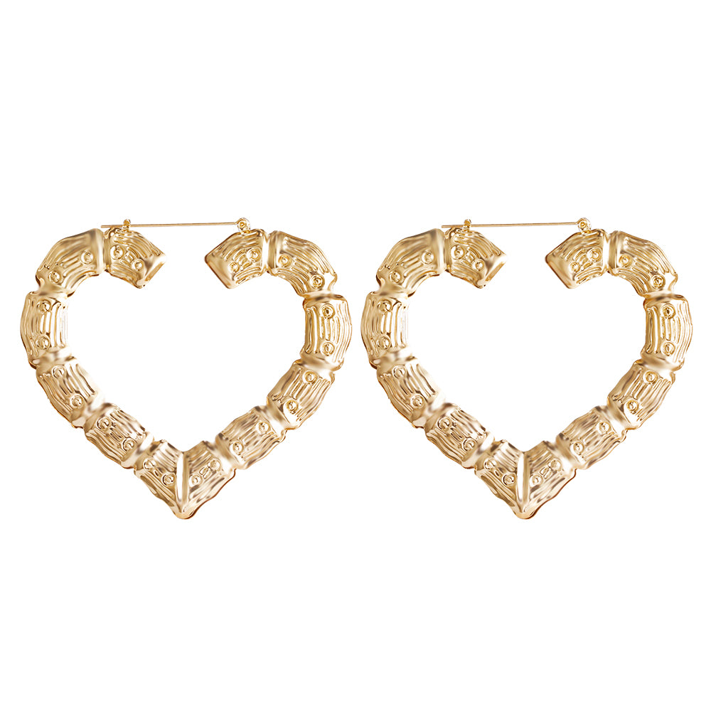 Bamboo Joint Heart Design Hoop Earrings  SHEIN IN