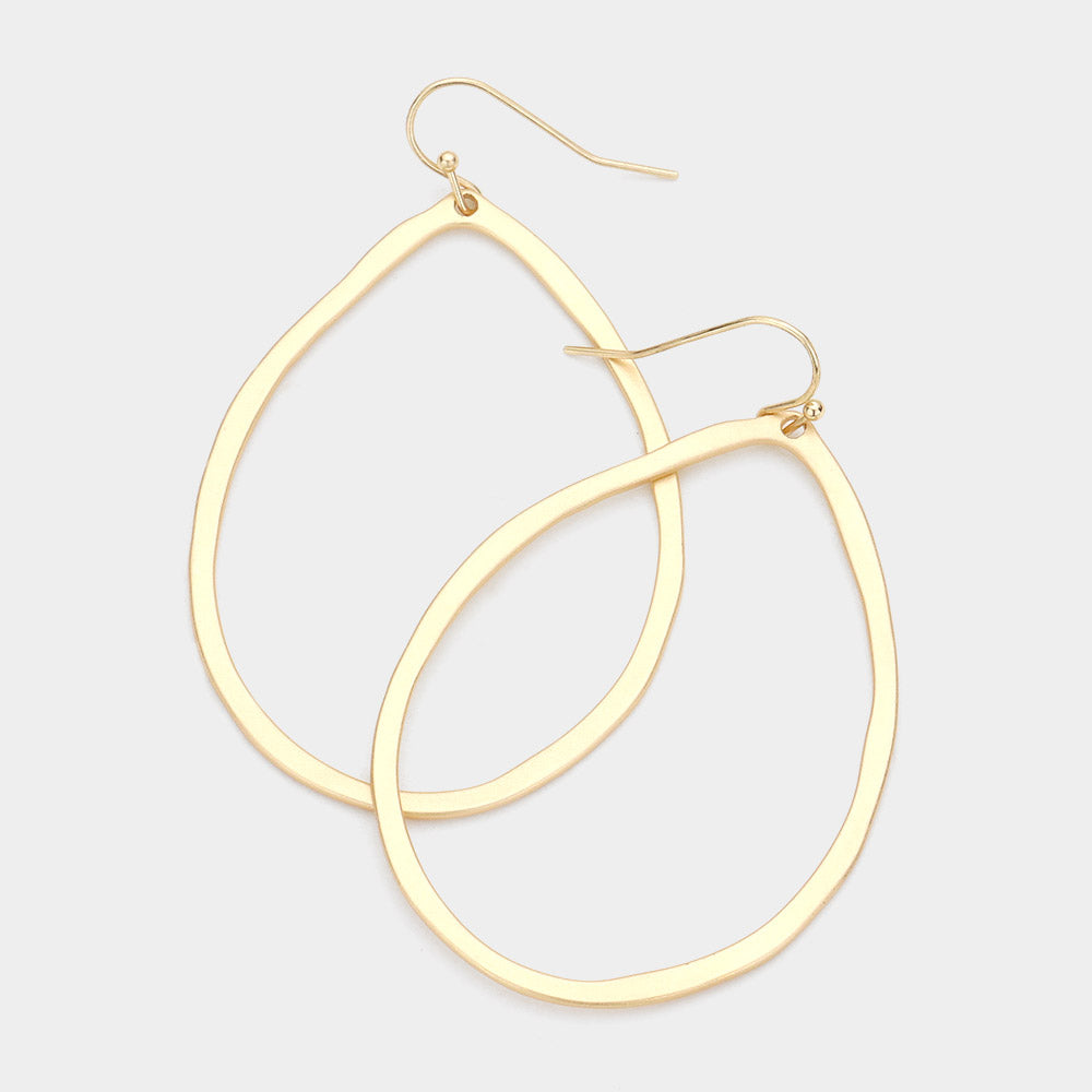 IRREGULAR OPEN METAL TEARDROP DANGLE EARRINGS