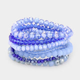 9PCS - FACETED BEAD STRETCH BRACELETS