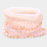 9PCS - FACETED BEAD STRETCH BRACELETS