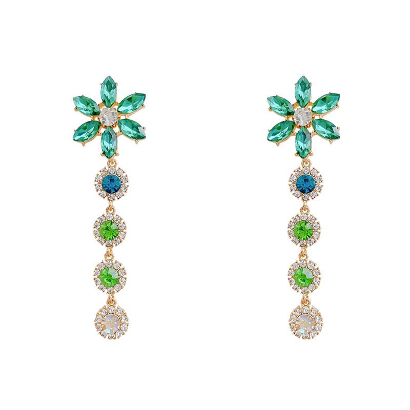 Emerald Flower Drop Earrings