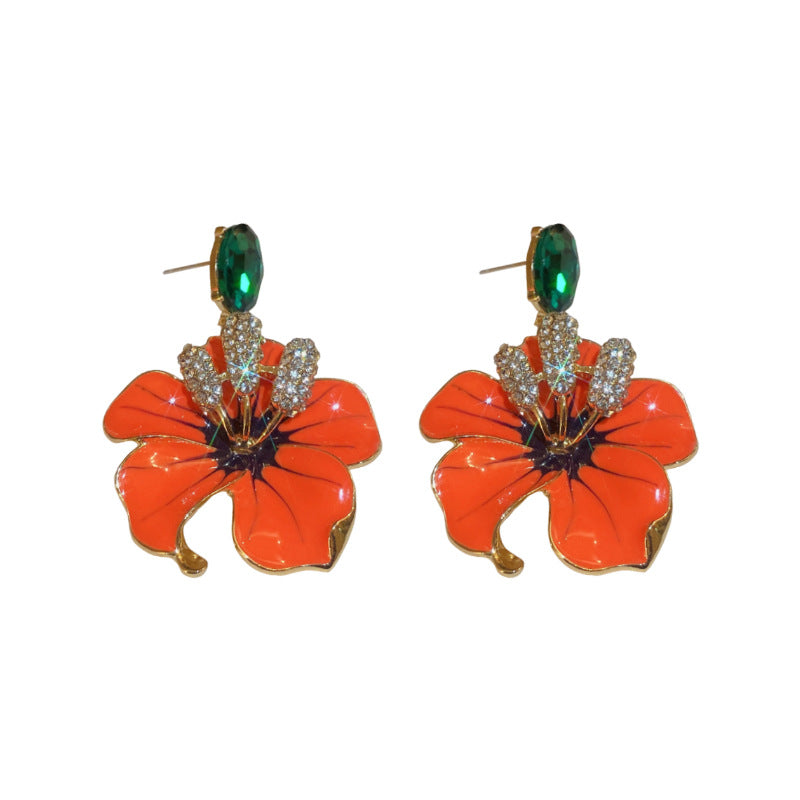 Orange Hibiscus Earrings