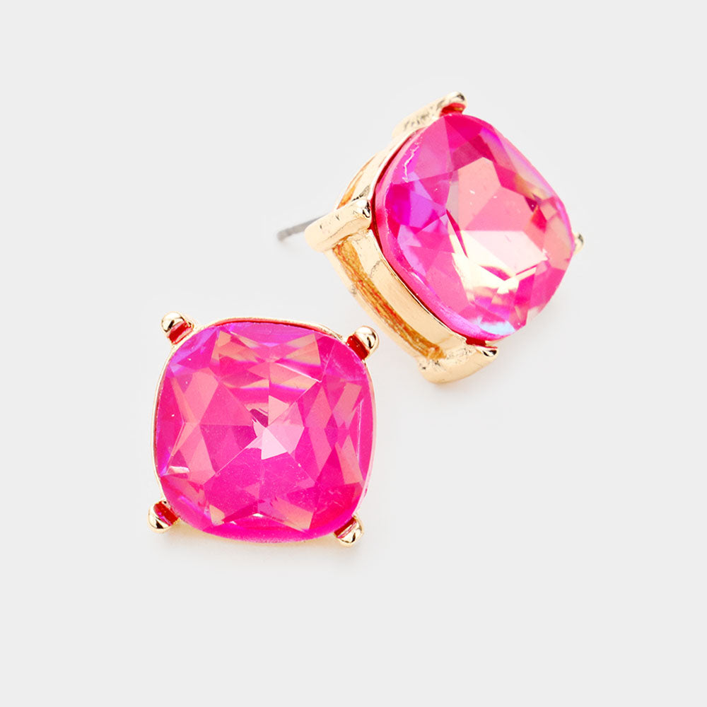SQUARE STONE STUD EARRINGS