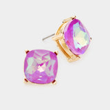 SQUARE STONE STUD EARRINGS
