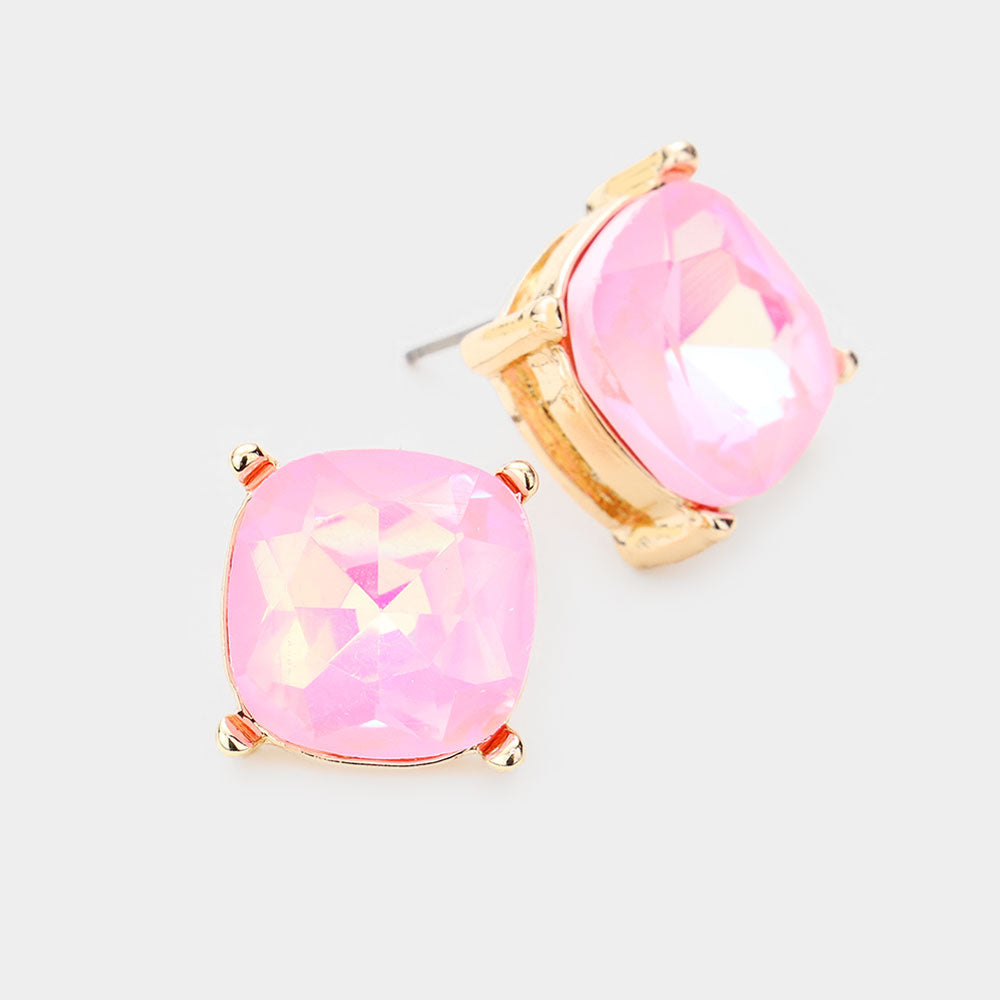 SQUARE STONE STUD EARRINGS