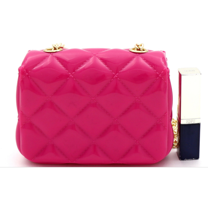 QUILTED EFFECT TURN-LOCK JELLY MICRO MINI CROSS BODY