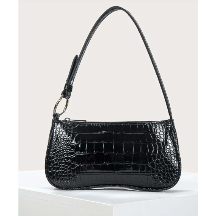 Minimalist Croc Embossed Baguette Bag