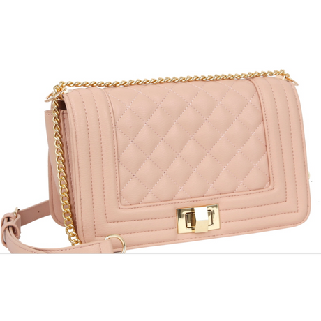 Quilted Turn-lock Chain Shoulder Crossbody Bag