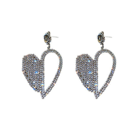 Temper Heart Rhinestone Earrings