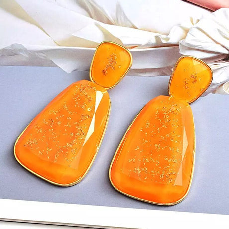 Resin Glass House Drop Earrings