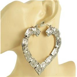 Hammered Heart Hoop Earring